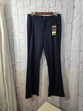 One5One 14/32 Navy Blue Comfort Band Premier Ponte Mid Rise Trouser Pants NWT